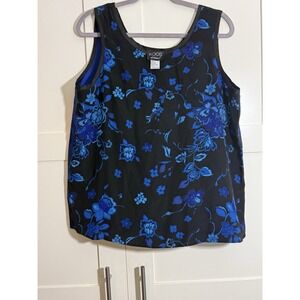 Koos Of Course 100% Silk Artsy Boxy Floral Sleeveless Women's Top sz L‎